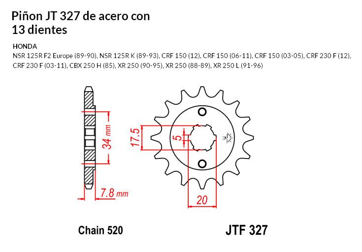 PION JT 327 de acero con 13 dientes