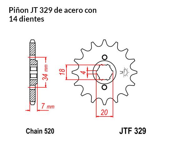 PION JT 329 de acero con 14 dientes