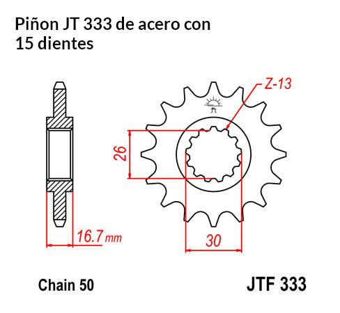 PION JT 333 de acero con 15 dientes