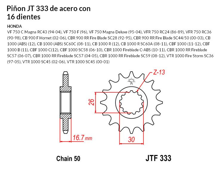 PION JT 333 SUN 52216 16 dientes