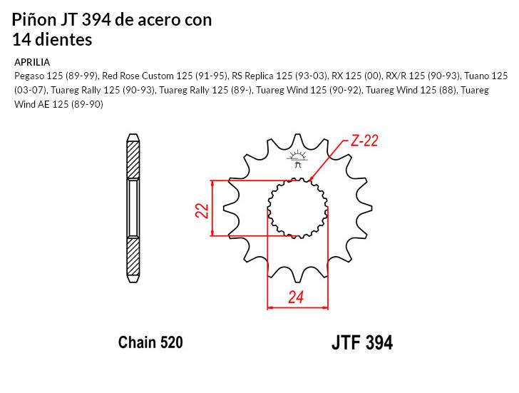 PION JT 394 de acero con 14 dientes