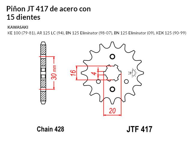 PION JT 417 de acero con 15 dientes