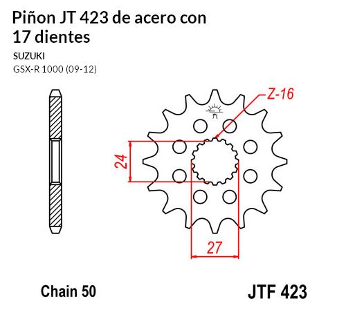 PION JT 423 de acero con 17 dientes