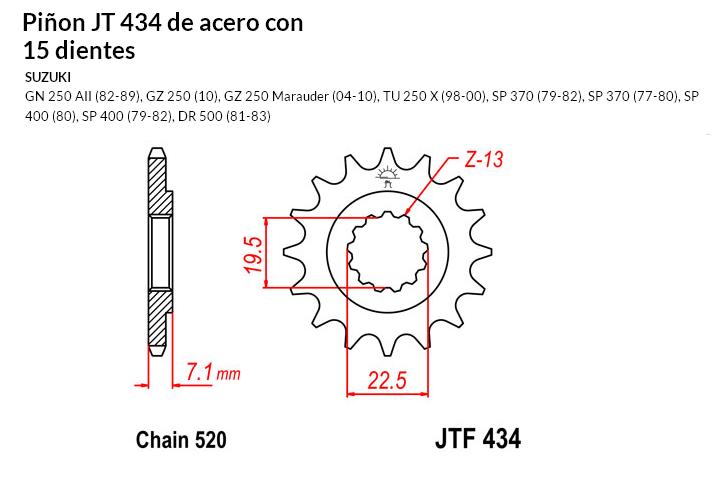 PIñON JT 434 SUN 32415 15 dientes