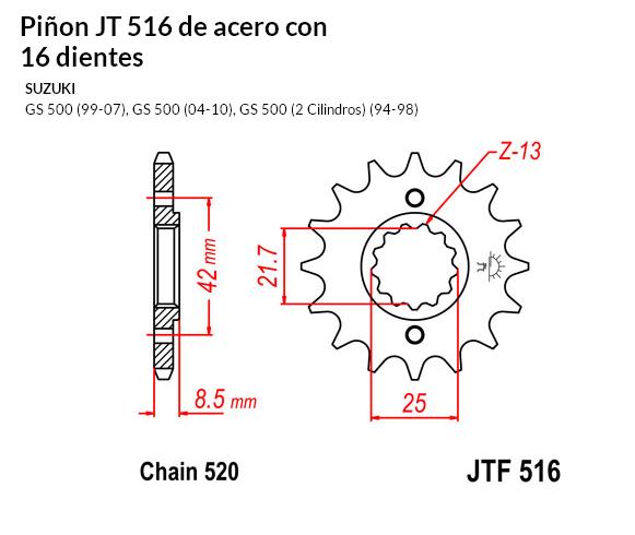 PION JT 516 SUN 33316 16 dientes