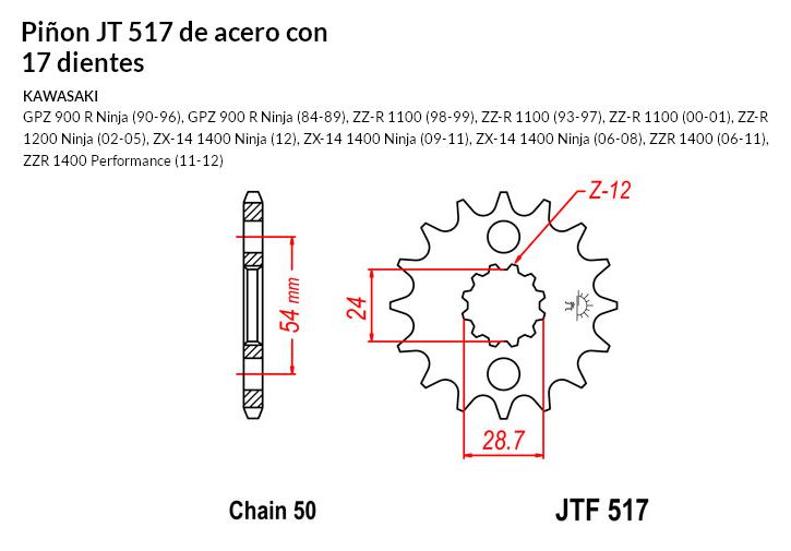 PION JT 517 de acero con 17 dientes