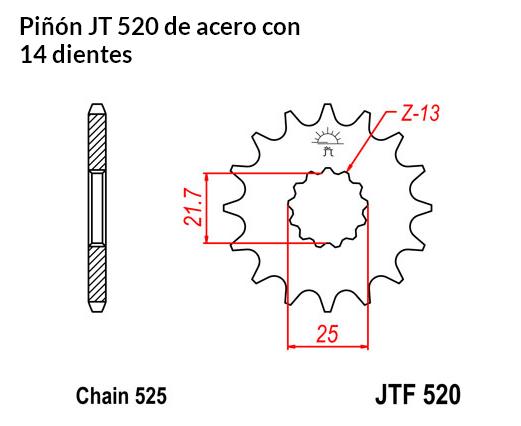 PION JT 520 de acero con 14 dientes