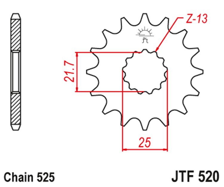 PION JT 520 de acero con goma con 15 dientes