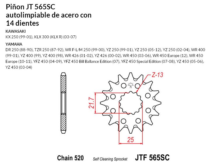 PION JT 565SC autolimpiable de acero con 14 dientes