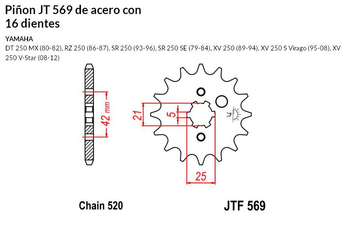 PION JT 569 SUN 31516 16 dientes