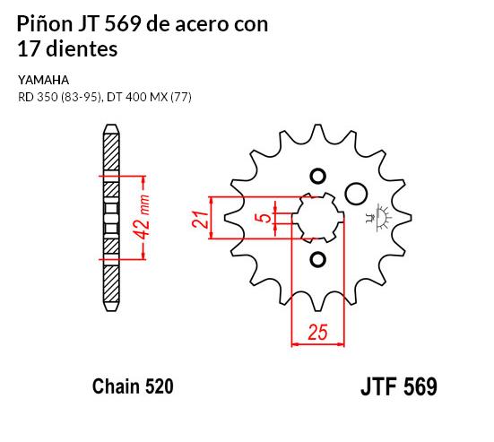 PION JT 569 de acero con 17 dientes