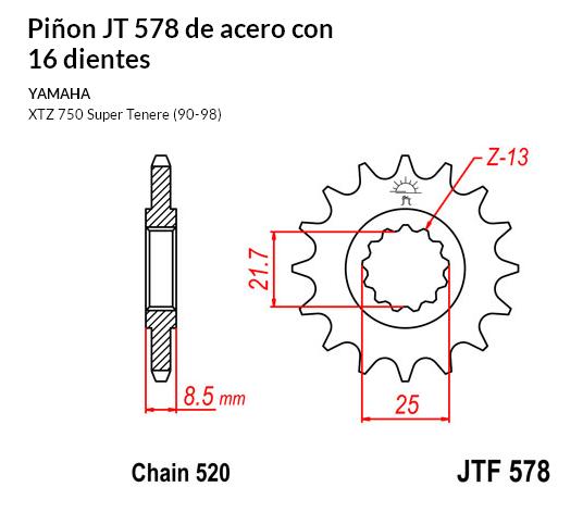 PION JT 578 de acero con 16 dientes