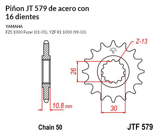 PION JT 579 de acero con 16 dientes