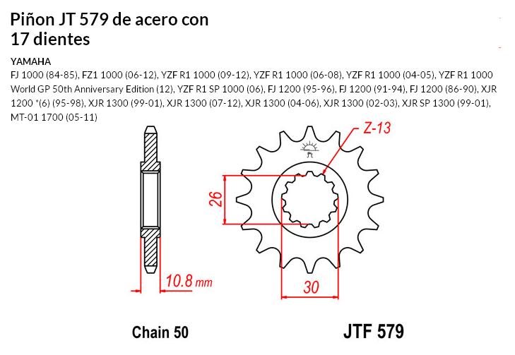 PION JT 579 de acero con 17 dientes