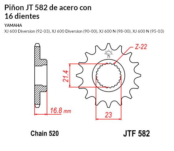 PION JT 582 de acero con 16 dientes