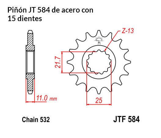 PIñON JT 584 de acero con 15 dientes