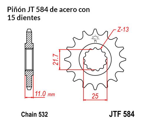 PION JT 584 de acero con 15 dientes