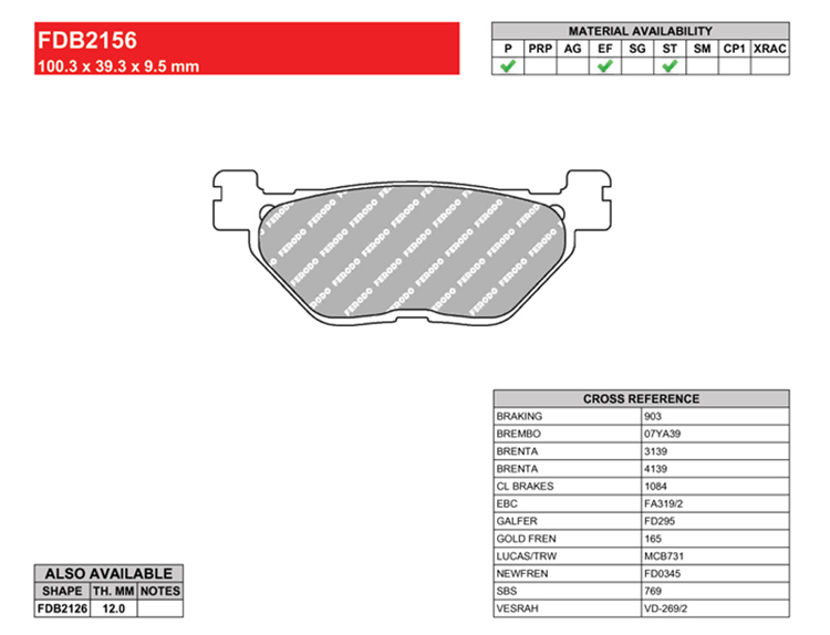 PASTILLA FERODO FDB2156EF