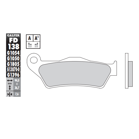 PASTILLA GALFER SEMIMETALICA STANDARD FD138G1054