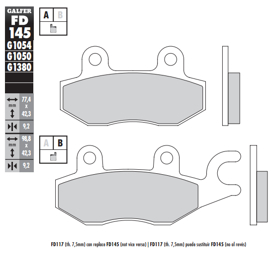 PASTILLA GALFER SEMIMETALICA STANDARD FD145G1054