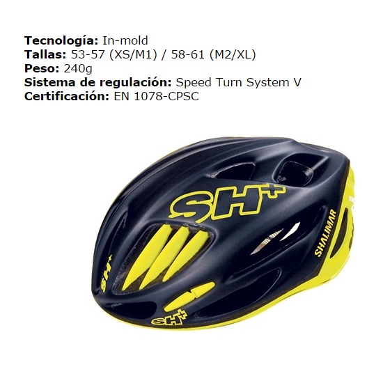 CASCO BICICLETA GES SH+ SHALIMAR 58-61 CM. NEGRO MATE AMARILLO