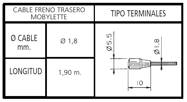 CABLE FRENO TRASERO MOTO PERA