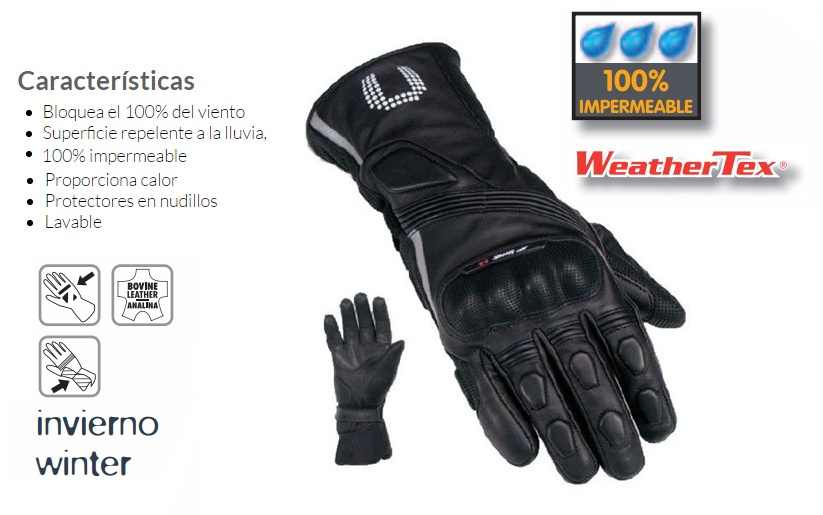 GUANTES MOTO UNIK K9 INVIERNO RACING M NEGRO