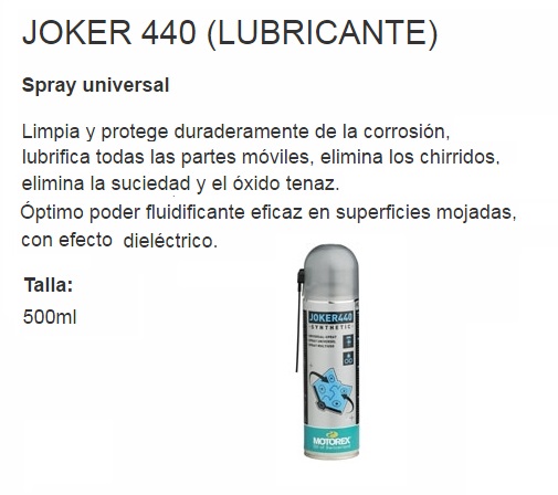 ACEITE MOTOREX JOKER 440 SPRAY DIELECTRICO 500 ML.