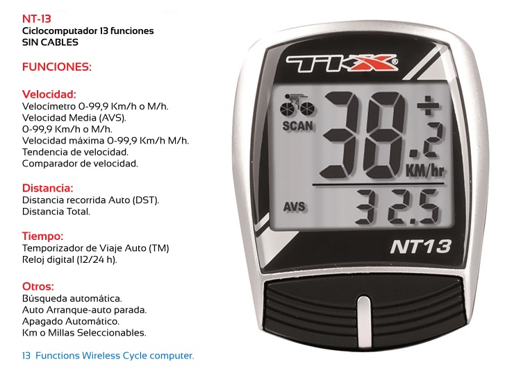 CUENTAKILOMETROS BICICLETA TKX NT-13F SIN CABLE