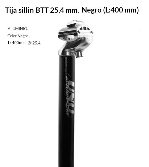 TIJA SILLIN BICICLETA UNO TS 103 25,4 400 MM. NEGRO