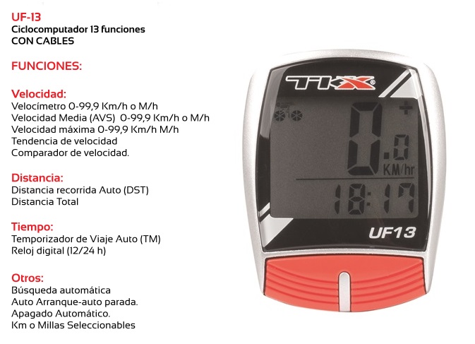 CUENTAKILOMETROS BICICLETA TKX UF-13 CON CABLE