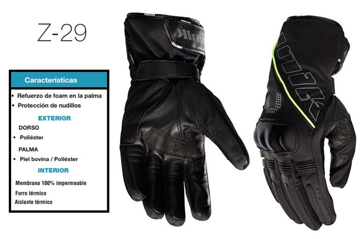 GUANTES MOTO UNIK Z29 INVIERNO L NEGRO FLUOR