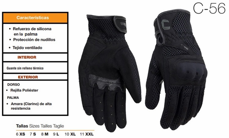 GUANTES MOTO UNIK C56 VERANO XL NEGRO