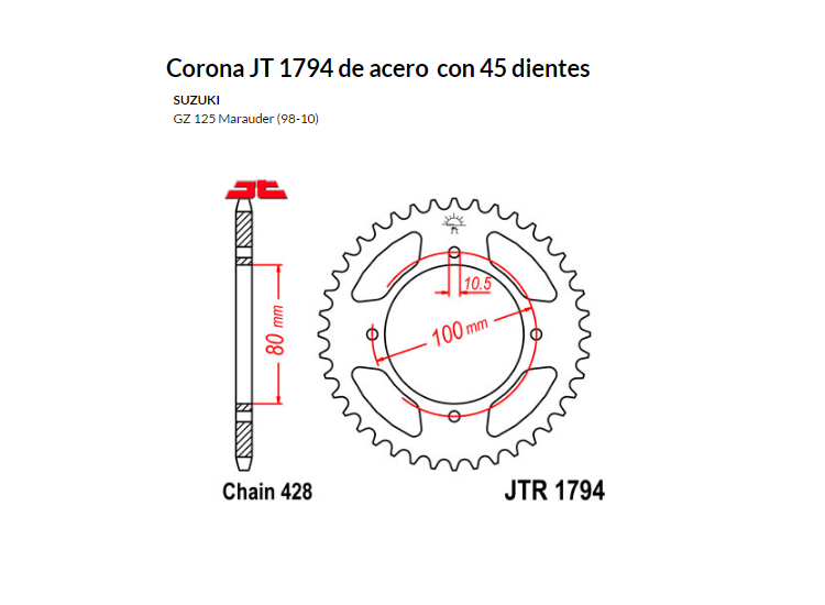 CORONA JT 1794 SUN 2314 45 dientes