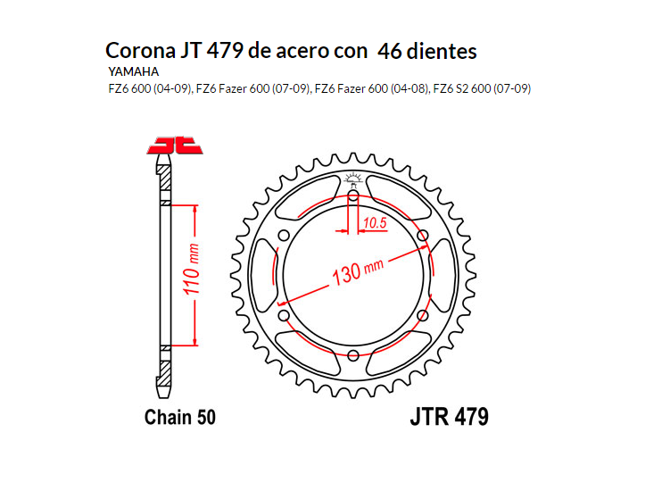 CORONA JT 479 SUN 5474 46 dientes