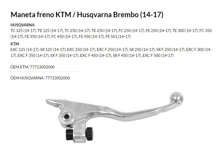 MANETA FRENO ART KTM/HUSQVARNA BREMBO (14-17)