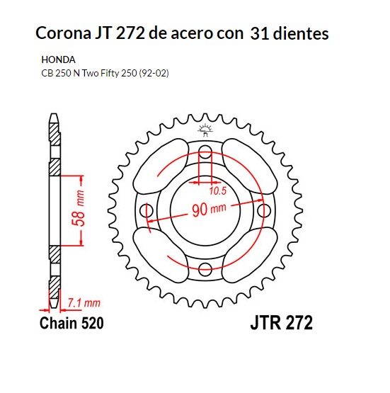 CORONA JT 272 SUN 3082 31 dientes