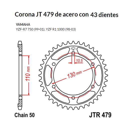 CORONA JT 479 de acero con 43 dientes