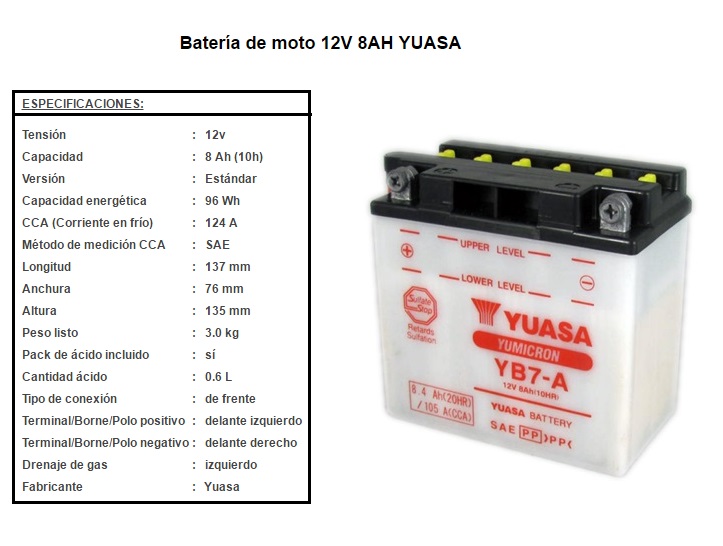 BATERIA YUASA YB 7 A