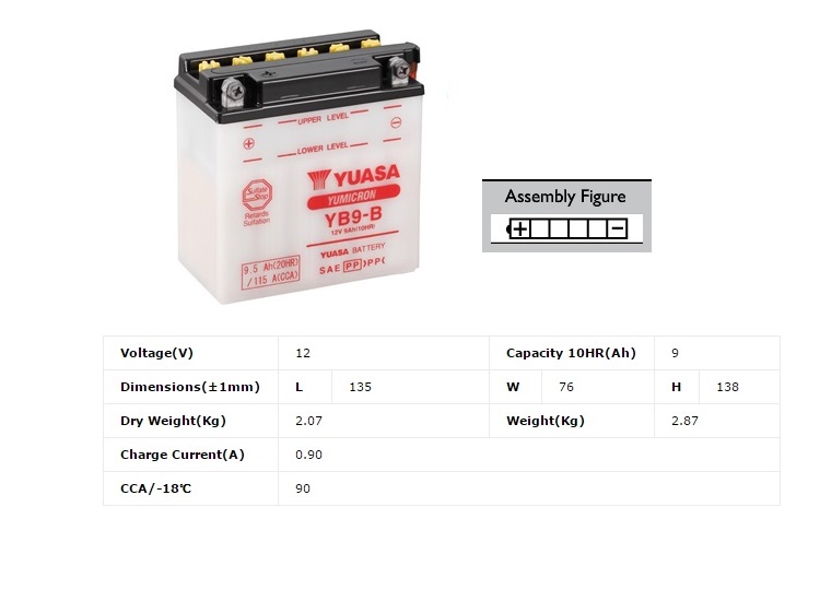 BATERIA YUASA YB 9 B