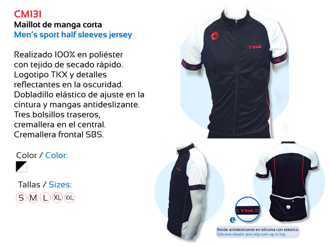 MAILLOT TKX MANGA CORTA ZIP LARGO NEGRO L