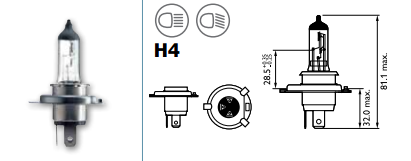 LAMPARA MOTO 12V 60W 55W H4 HALOGENA