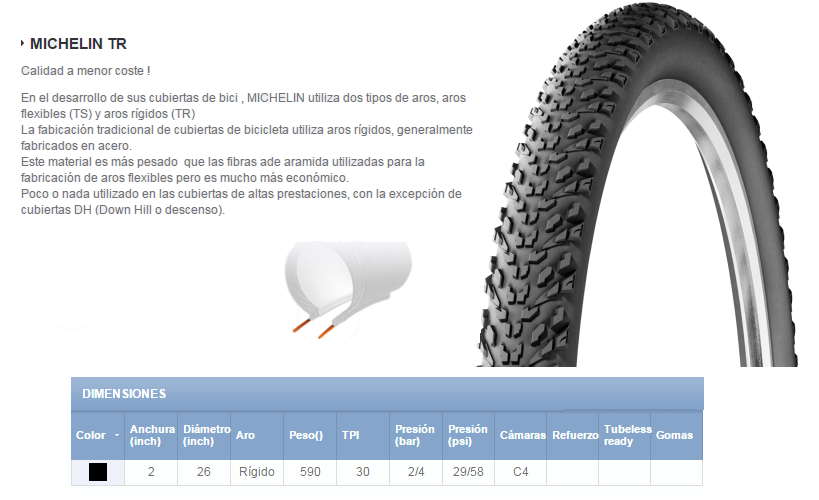 CUBIERTA BICICLETA MICHELIN 26X2.00 COUNTRY DRY2