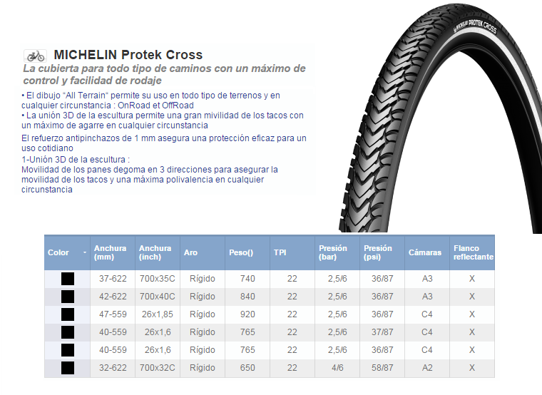 CUBIERTA BICICLETA MICHELIN 700X35C PROTEK CROSS FR