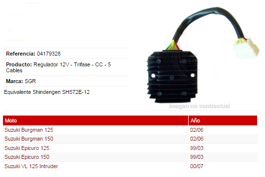 REGULADOR CORRIENTE SUZUKI BURGMAN 125-15 0 02-06