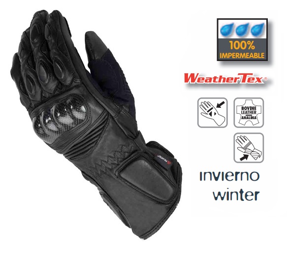 GUANTES MOTO UNIK R1 INVIERNO RACING XL NEGRO