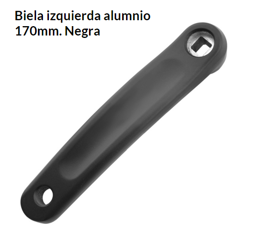 BIELA BICICLETA IZQUIERDA 170 MM. EJE CUADRADO NEGRO (129)